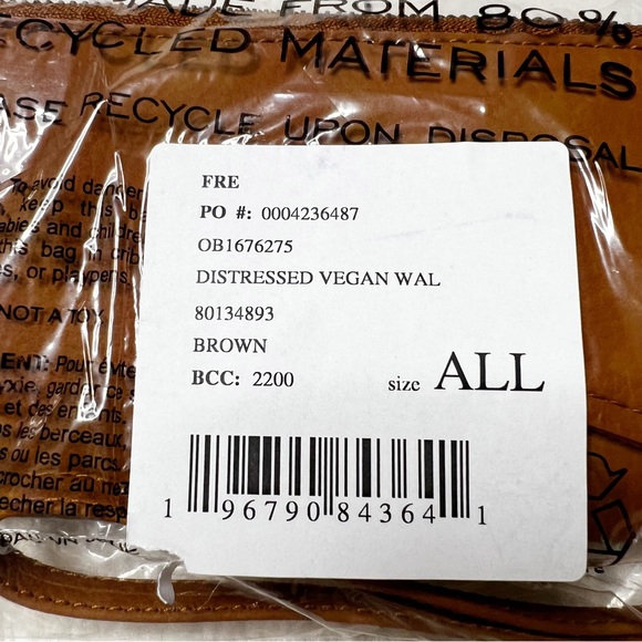 NWT Free People Distressed Vegan Zip Around Wallet in Brown - Picture 7 of 10